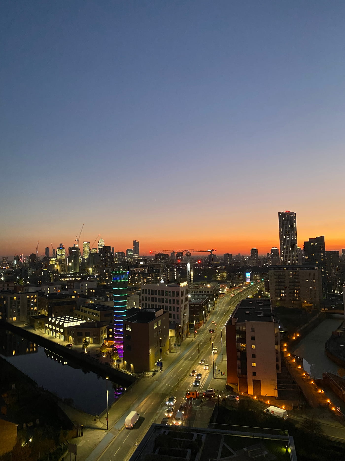 The View — Stratford, London · The Intermission Years Stratford London skyline panoramic sunset view from above 2022 intermission years JJDREAMSS Joshua Arthur