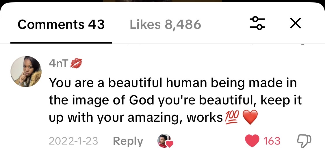 TikTok comment JJDREAMSS Joshua Arthur video eye emoji user writing The eyes really dont lie with smiling heart emoji 2022 119 likes 8486 likes total