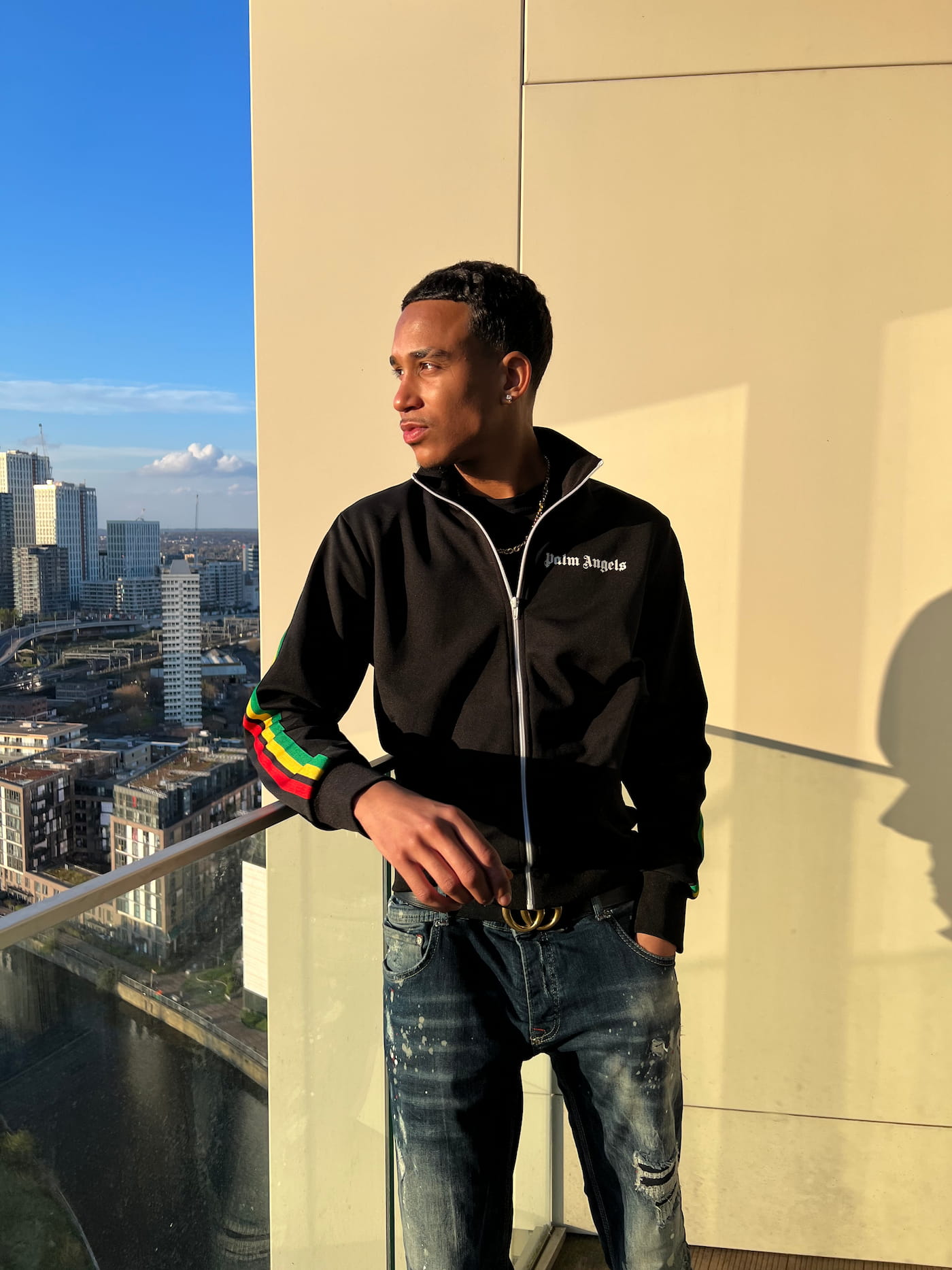 Queen Elizabeth Olympic Park, Stratford — 2026 · Full circle. Joshua Arthur JJDREAMSS Queen Elizabeth Olympic Park Stratford East London Pan-African colours jacket 2026 digital empire resurrection arc